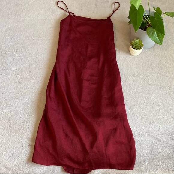 Bershka red silky slip dress size small - Picture 1 of 3